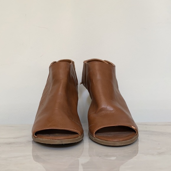 Cognac Open Toe Boot Heels - Picture 2 of 6